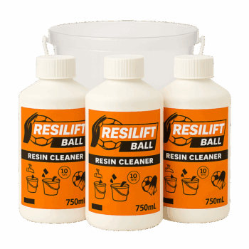 Kit nettoyage résine ballon de handball : 3 flacons Resilift Ball et 4 seaux